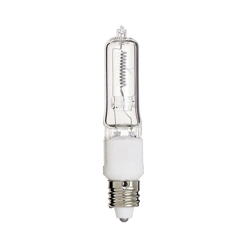 Satco S3162 Clear 50 watt T4 Tubular Halogen Lamp, Mini Candelabra (E11) base, 650 lumens, 2,000hr life, 120 volt