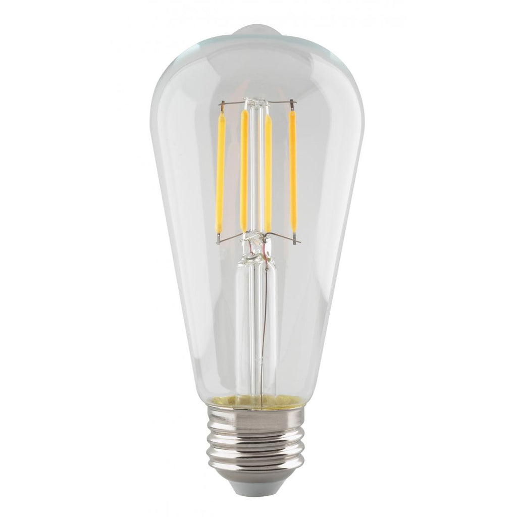 Satco S8554 5.5ST19/CL/LED/E26/27K/120V Clear 5.5 watt ST19 LED Vertical Filament Lamp, Medium (E26) base, 2700K, 500 lumens, 15,000hr life, 120 volt, Dimming. *Discontinued*