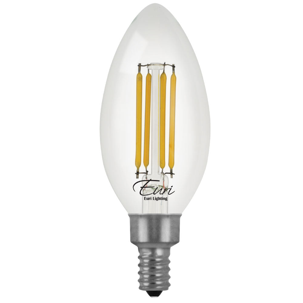 Euri 032113 VB10-3050CEC-4 5.5 Watt B10 LED Filament Lamp, Candelabra (E12) Base, 5000K, 500 Lumens, 90 CRI, 15,000hr life, 120 Volt - (03211)