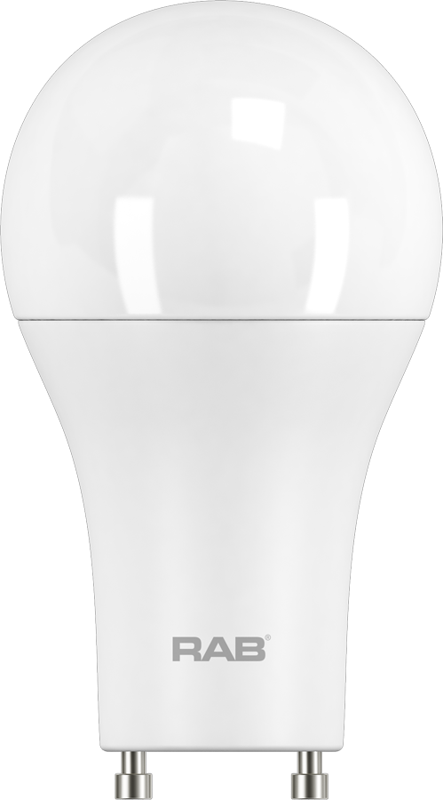 RAB  A19-9-GU24-850-DIM 9 watt LED A19 Household Lamp, Bi-Pin (GU24) Base, 5000K, 840 lumens, 90 CRI, 15,000hr life, 120 Volt, Dimming. Not for sale in California: Not Title 20 Compliant. *Discontinued*