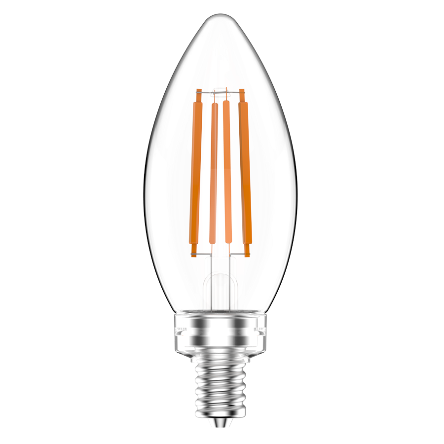 Rab B11-5-E12-940-F-C 5 watt B11 LED Clear Filament Lamp, Candelabra (E12) Base, 4000K, 500 lumens, 15,000hr life, 120 Volt, Dimming