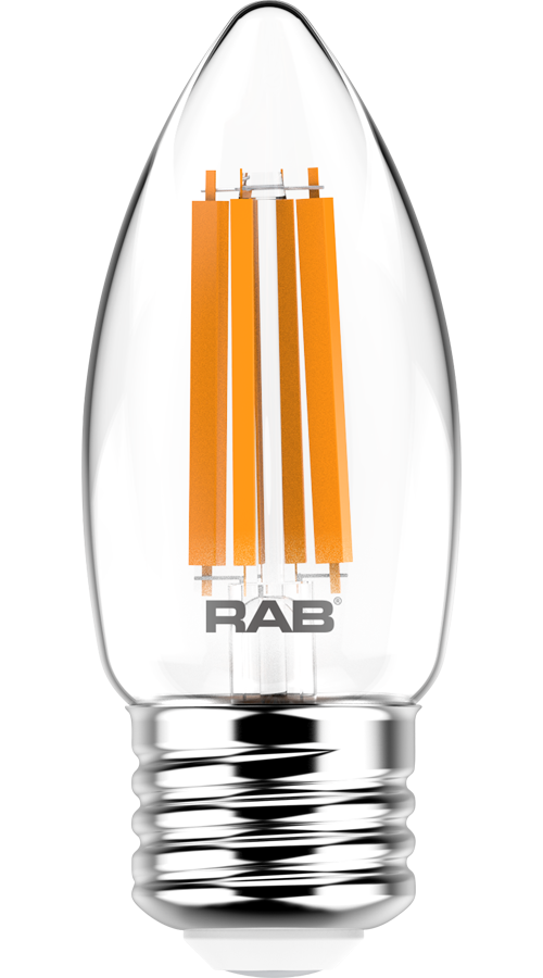 Rab B11-5-E26-927-F-C E26 CRI90 2700K Dim Clear Filament B11 5.5W 60EQ 500lm Lamp