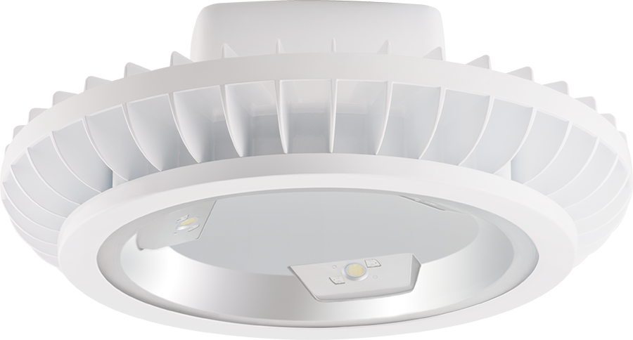 Rab BAYLED78W  78 watt LED High Bay Fixture to replace 250W MH, 25' Recommended Mounting Height w/ Chain/Hook and Cord, Glass lens, 5100K, 11311 lumens, 100,000hr life, 120-277 volt, White Finish