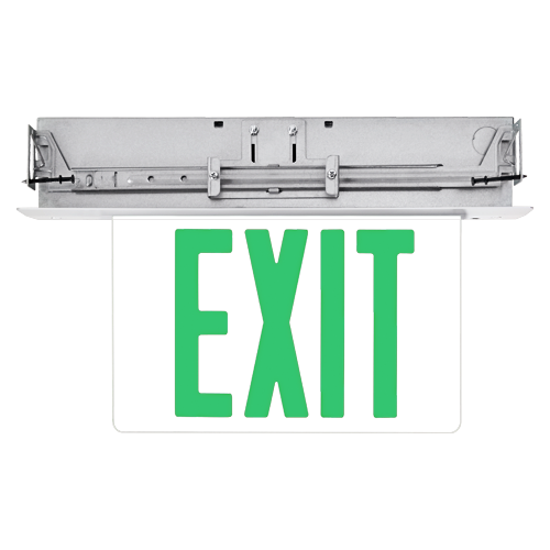 Elite ELX-606-R-W-2-MR Recessed Edge-Lit Exit Sign, Red Letters, 2-Sided, White Housing, Mirror Panel, 120-277V
