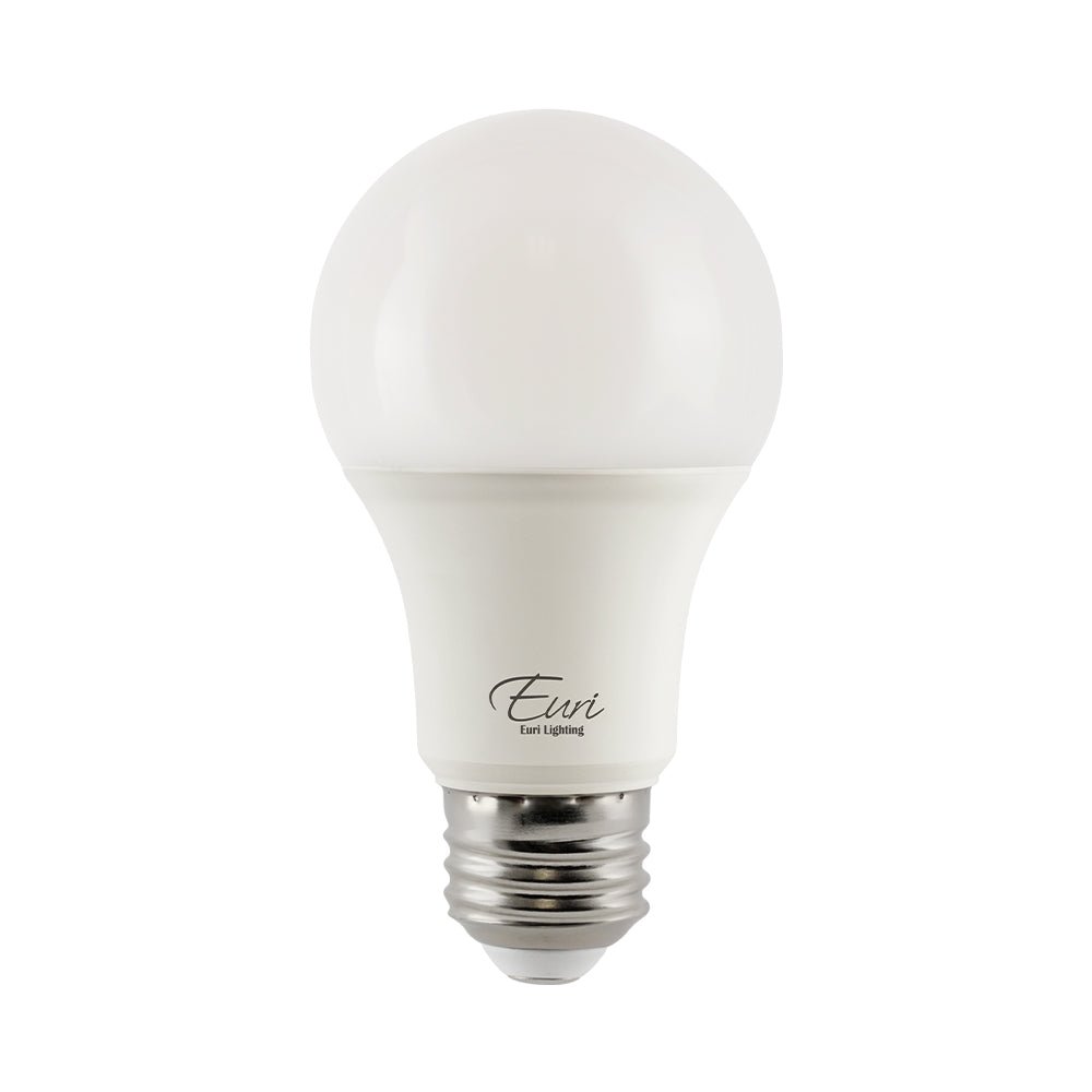 Euri EA19-9W5050CEC-2 9 watt LED A19 Household Lamp, Medium (E26) Base, 5000K, 800 lumens, 25,000hr life, 120 volt, Dimmable, 2 Pack (Must sell in QTY of 2) - Lighting Supply Guy