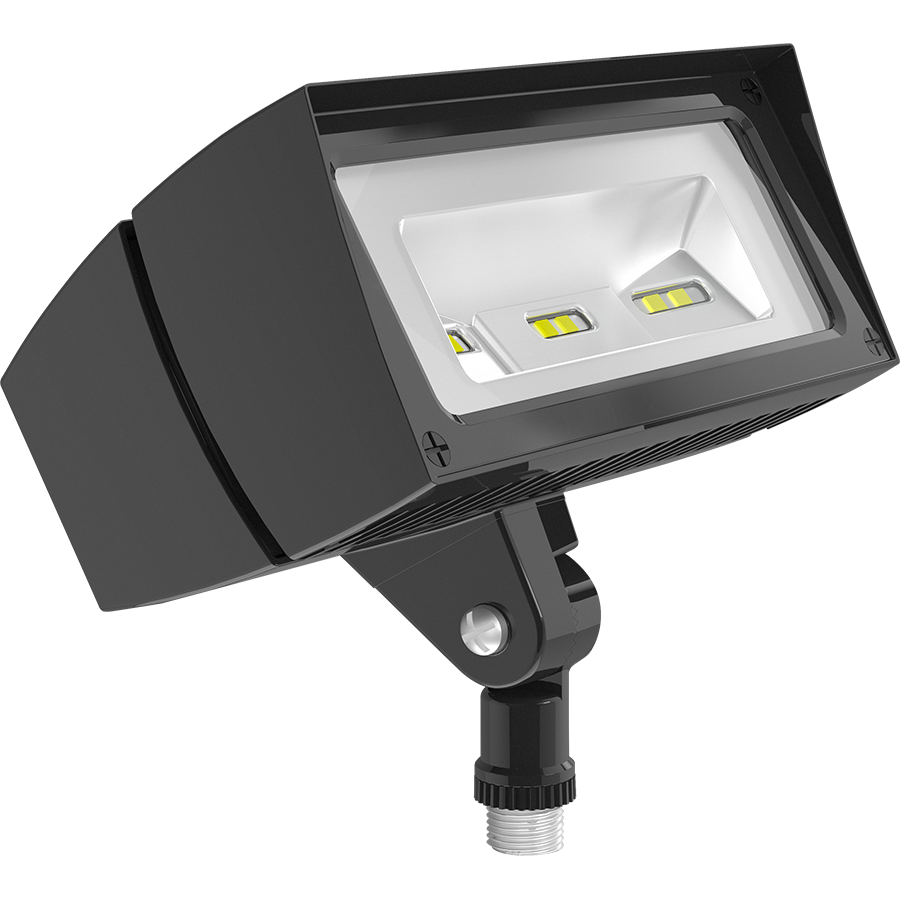 Rab FFLED18Y/PC 18 watt LED Floodlight Fixture, 8-5/8" x 5-1/8" x 7" tall, 3000K, 2042 lumens, 100,000hr life, 120 volt, Bronze Finish, Photocell