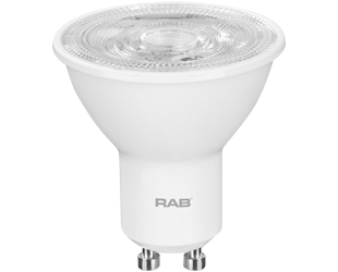 Rab GU10-4.5-840-35D-DIM 4.5w LED MR16 GU10 Lamp, 2-pin (GU-10) Base, 4000K, 350 lumens, 25,000hr life, 120 volt, White Finish, Dimmable