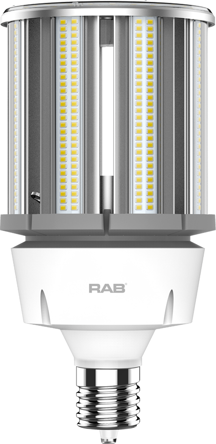 Rab HID-100-EX39-830-BYP-PT 100 watt LED Cluster Lamp to replace 400W HID, 5-1/8" Dia. x 12-5/8" Tall, Extended Mogul (EX39) Base, 3000K, 13000 lumens, 50,000hr life, 120-277 Volt, Non-Dimmable, Ballast Bypass