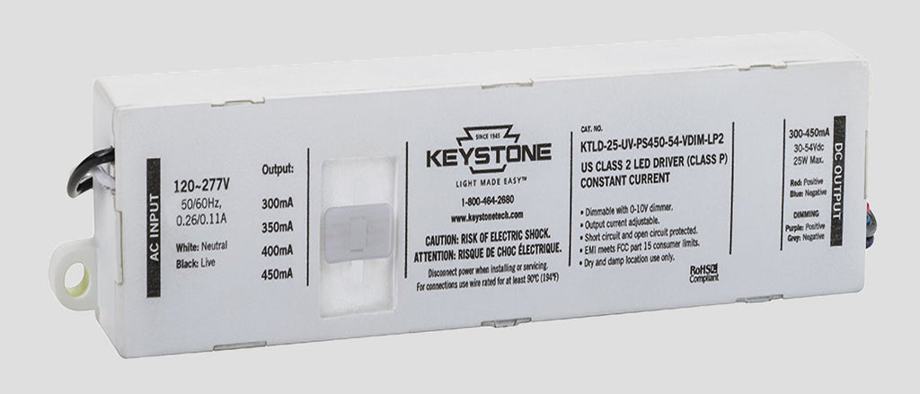 Keystone KTLD-25-UV-PS450-54-VDIM-LP2 25 watt Constant Current LED Driver - Lighting Supply Guy
