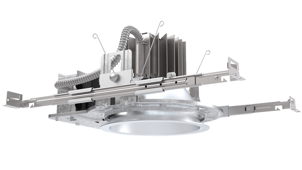 Lithonia LDN6 35/15 LO6AR TRW LSS MVOLT EZ1 17.5w 6" LED Open Downlight Non-IC New Construction Commercial Recessed Fixture, 3500K, 1500 lumens, Clear Trim Color, White Painted Flange, Semi Specular, Multi Volt 120-277v, 60.000hr life, 0-10v eldoLED driver dimming to 1% , BAA compliant