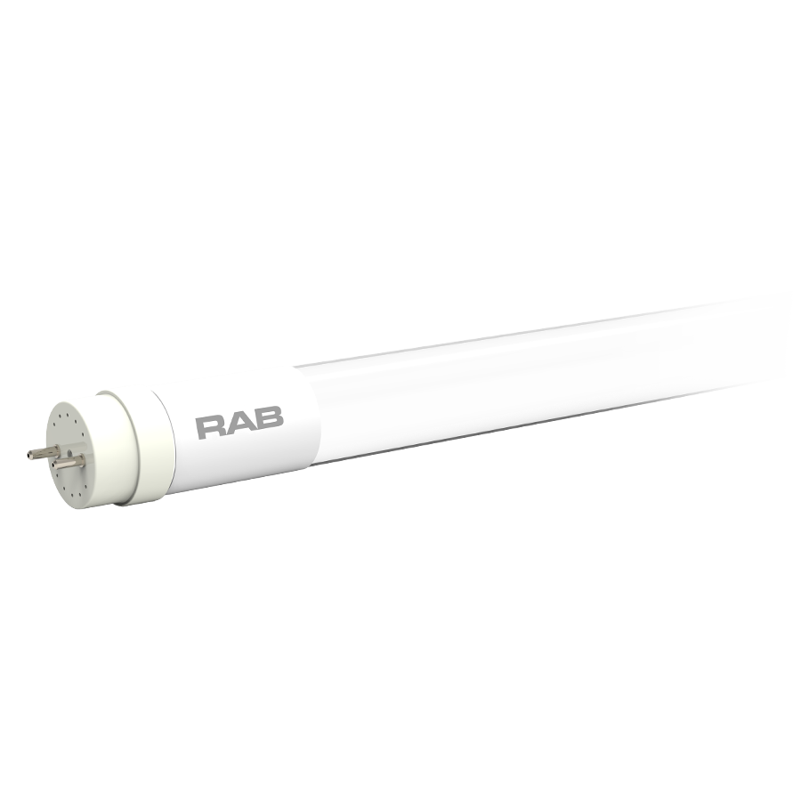 Rab T8-15-48G-8CCT-HYB 15 watt T8 LED 4' Linear Tube Lamp, Medium Bi-Pin (G13) Base, 3000K/3500K/4000K/5000K/6500K Color Selectable, 2218 lumens, 80 CRI, 50,000hr life, 120-277 Volt, Non-Dimmable, Ballast Compatible or Ballast Bypass