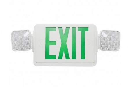Westgate XT-GB-EM  Green Lettering LED Exit Sign Fixture, Universal Mounting and Faceplate, Battery Backup, 120/277 volt, Black Housing